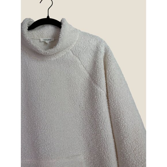 Haven Well Within Cozy Sherpa Funnel Neck Lounge Tunic Sweater Cream White L - Picture 5 of 13